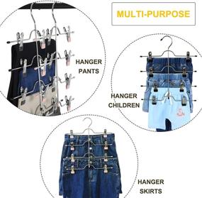 img 1 attached to 👖 TOPIA HANGER 4 Tier Pants Hangers: Metal Skirt Hangers with Clips, Space Saving Trouser Clips - 2 Pack, Black- CT20B