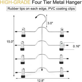 img 3 attached to 👖 TOPIA HANGER 4 Tier Pants Hangers: Metal Skirt Hangers with Clips, Space Saving Trouser Clips - 2 Pack, Black- CT20B