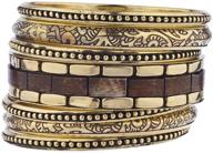 🌿 lux accessories wood burnished aztec multi bangle bracelet set in gold tone logo