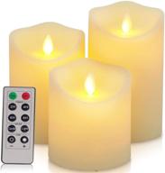 🕯️ flickering waterproof led flameless battery operated candles with remote and timer – pack of 3 large pillar candles (d: 3.25"x h: 4"5"6") – plastic outdoor candles логотип