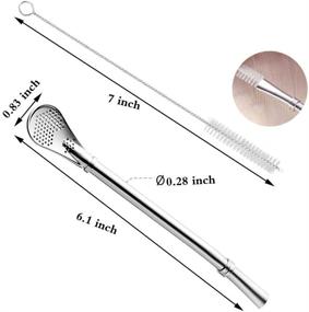 img 1 attached to 🍵 Yerba Mate Bombilla Gourd Filter Straws - Set of 3 - 6.1 inch Long, Food-Grade Stainless Steel Spoon Bombillas Straws for Mate Tea - Includes Cleaning Brush (Silver)