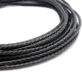 img 2 attached to 🔗 shapesbyX 5 Yards 3mm Leather Bolo Cord: Perfect for Necklace and Bracelet Making, Jewelry Beading, Woven Braided Leather Strap in Black