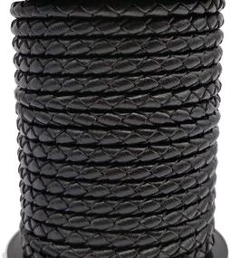 img 3 attached to 🔗 shapesbyX 5 Yards 3mm Leather Bolo Cord: Perfect for Necklace and Bracelet Making, Jewelry Beading, Woven Braided Leather Strap in Black