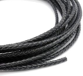 img 1 attached to 🔗 shapesbyX 5 Yards 3mm Leather Bolo Cord: Perfect for Necklace and Bracelet Making, Jewelry Beading, Woven Braided Leather Strap in Black