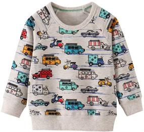 img 4 attached to Toddler Cotton Sleeve Sweatshirts Cartoon Boys' Clothing and Fashion Hoodies & Sweatshirts