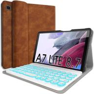 🔌 wineecy keyboard case for samsung galaxy tab a7 lite 8.7 inch 2021 (sm-t220/t225): backlit detachable wireless keyboard & premium pu leather folio cover in brown логотип