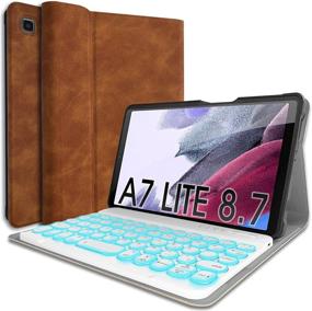 img 4 attached to 🔌 Wineecy Keyboard Case for Samsung Galaxy Tab A7 Lite 8.7 Inch 2021 (SM-T220/T225): Backlit Detachable Wireless Keyboard & Premium PU Leather Folio Cover in Brown