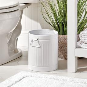 img 3 attached to 🗑️ mDesign Retro Vintage Farmhouse Small Trash Can - Stylish Metal Wastebasket for Bathrooms, Kitchens, Powder Rooms, and Home Offices