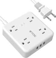 💡 usb power strip: trond 5ft extension cord 2 prong to 3 prong adapter with 4 widely spaced ac outlets &amp; 3 usb charging ports, wall mount surge protector 1440j for non-grounded plug - white логотип