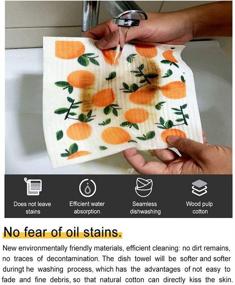 img 2 attached to 🧽 Reusable Swedish Dishcloth Kitchen Towels - Highly Absorbent and Quick-Drying Cleaning Cloths Set of 4, No Odor Wipes (Orange)