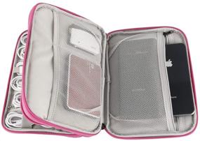 img 2 attached to 🌸 2-х слойная сумка для организации электроники на поездку - зарядный кабель, телефон, Power Bank и мини-планшет (до 7.9''), идеальная для путешествий косметичка (розовая)
