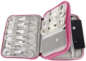 img 3 attached to 🌸 2-х слойная сумка для организации электроники на поездку - зарядный кабель, телефон, Power Bank и мини-планшет (до 7.9''), идеальная для путешествий косметичка (розовая)