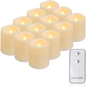 img 4 attached to 🕯️ Flameless Votive Candles with Remote Control - 12-Pack LED Tealight Candles, Battery Operated, Amber Yellow for Festivals & Celebrations