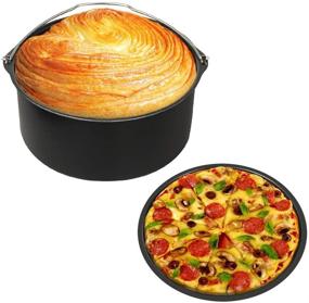 img 4 attached to 🍕 iMucci Air Fryer Accessories 7 Inch Cake Pizza Pan - Compatible with Philips, Dash, GoWise, Cozyna, Ninja Air Fryers (2 PACKS)