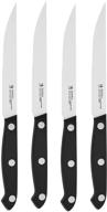 henckels 4-piece steak knife set, 4.5-inch black stainless steel steak knives logo