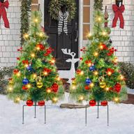 funpeny set of 2 30 inch outdoor pathway christmas tree decorations, battery operated pre-lit small christmas trees with 50 led lights - ideal for home yard porch garden, party decor clearance logo