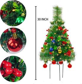 img 3 attached to FUNPENY Set of 2 30 Inch Outdoor Pathway Christmas Tree Decorations, Battery Operated Pre-Lit Small Christmas Trees with 50 LED Lights - Ideal for Home Yard Porch Garden, Party Decor Clearance