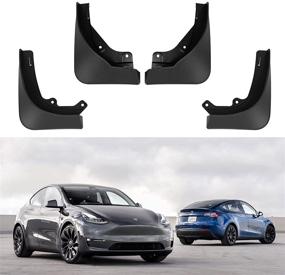 img 4 attached to 🚗 RSZX Tesla Model Y Mud Flaps (2020/2021) - No Drill Mudguard Fender | Tesla Model Y Accessories