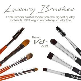 img 2 attached to 🔝 Premium 3-Piece Eyebrow Brush Set - Duo Spoolie, Angled Eyeshadow/Eyeliner, Precision Definer - Cruelty Free Synthetic Bristles for Gel, Powder, Wax Pomade Application