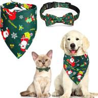 🎄 frienda 2-piece christmas dog bandana and collar set - classic christmas dog scarf, washable and adjustable - christmas dog collar with bow - pet costume accessories for cats and dogs logo