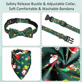 img 2 attached to 🎄 Frienda 2-Piece Christmas Dog Bandana and Collar Set - Classic Christmas Dog Scarf, Washable and Adjustable - Christmas Dog Collar with Bow - Pet Costume Accessories for Cats and Dogs