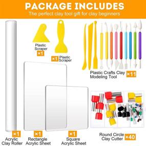 img 3 attached to 🎨 Ultimate 57-Piece Acrylic Clay Cutter Set with Polymer Clay Roller, Modeling Tools, and Stainless Steel Cutters - Perfect for DIY Clay Making and Shaping