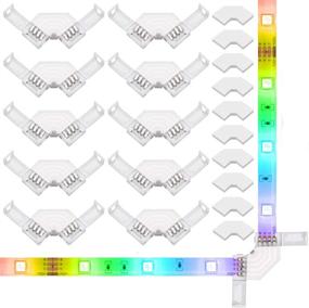 img 4 attached to 🔌 L Shape 4-Pin LED Strip Connector: iCreating 10PCS 12V RGB Solderless LED Light Tape Connectors for 10mm Wide Flexible 5050 3528 RGB LED Strip Light