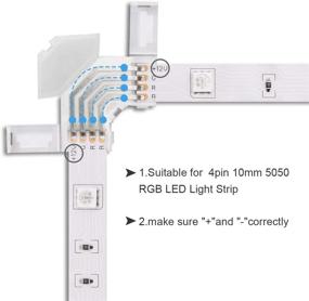 img 1 attached to 🔌 L Shape 4-Pin LED Strip Connector: iCreating 10PCS 12V RGB Solderless LED Light Tape Connectors for 10mm Wide Flexible 5050 3528 RGB LED Strip Light