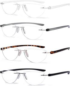 img 4 attached to Enhance your Reading Experience with Eyekepper 4-pack Rimless Half Moon Readers for Women and Men!