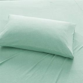 img 4 attached to 🛏️ Aqua Twin Urban Habitat Heathered Cotton Jersey Knit Sheet Set - Enhance Your Sleep Environment