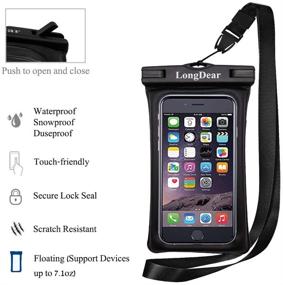 img 2 attached to 📱 LongDear Universal Floating Waterproof Case: Cell Phone Pouch Dry Bag for iPhone 12 Pro Max, Samsung Galaxy, Google Pixel - Black