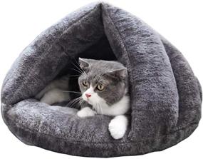 img 4 attached to MeiLiMiYu Cozy Plush Cat Cave Tent Bed: Self Warming, Washable, Portable Sleeping Bag for Indoor Cats and Puppies