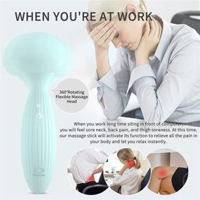 img 3 attached to 💦 Blue Rechargeable Handheld Wand Massager - Waterproof Wireless Vibrator with Soft Mushroom Head Design; All-inclusive Silicone Material for Tension Relief, Muscle, Back, Soreness, and Recovery