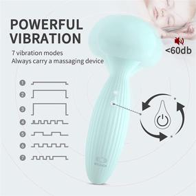 img 1 attached to 💦 Blue Rechargeable Handheld Wand Massager - Waterproof Wireless Vibrator with Soft Mushroom Head Design; All-inclusive Silicone Material for Tension Relief, Muscle, Back, Soreness, and Recovery