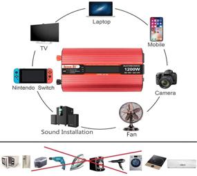 img 3 attached to 🔌 Imoli 1200W Power Inverter DC 12V to 110V AC Converter for Automotive use - Modified Sine Wave, 3.1A USB, 2 AC Outlets with LCD Digital Display (2400W Peak)