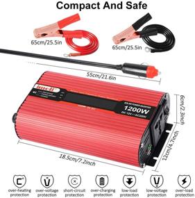 img 1 attached to 🔌 Imoli 1200W Power Inverter DC 12V to 110V AC Converter for Automotive use - Modified Sine Wave, 3.1A USB, 2 AC Outlets with LCD Digital Display (2400W Peak)