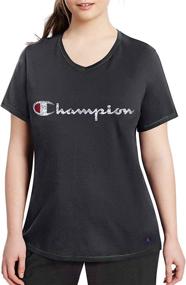 img 2 attached to Stylish Champion Women's Plus Jersey V-Neck 👚 Tee with Script Logo: Perfect for Comfort and Fashion