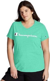 img 3 attached to Stylish Champion Women's Plus Jersey V-Neck 👚 Tee with Script Logo: Perfect for Comfort and Fashion