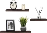 📸 rustic modern mkono floating shelves wood wall shelf set of 3, dark brown - ideal for living room, bedroom, bathroom photo display logo