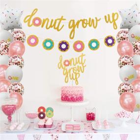 img 1 attached to Donut First Birthday Party Decoration Supplies Kit: 37Pcs, 1st Birthday Decorations with Donut One Foil Balloon, Donut Banner, Donut Grow up Banner, Cake Topper, Swirl, Star Foil, Latex Balloon