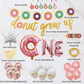 img 3 attached to Donut First Birthday Party Decoration Supplies Kit: 37Pcs, 1st Birthday Decorations with Donut One Foil Balloon, Donut Banner, Donut Grow up Banner, Cake Topper, Swirl, Star Foil, Latex Balloon