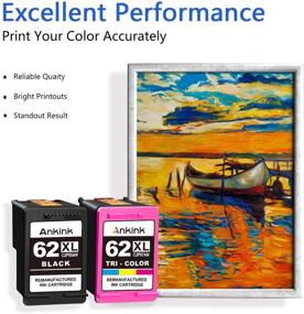 img 2 attached to 🖨️ Ankink HP 62XL Ink Cartridge Replacement – High-Yield Remanufactured for HP62XL (hp62 XL) Printer – Envy 5540 5640 5660 7640 7645, OfficeJet 200 250 5740 8040 – 2 Pack (Black & TRIColor) - c2p07an