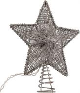 🌟 kurt adler 10-inch silver star tree topper with 20 mini ul lights logo