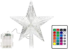 img 4 attached to 🎄 YAGE TALE Christmas Star Tree Topper Lights 8.5inch 10LED Multicolor, Remote Controller, Battery Powered - Ideal Decorative Accessory for Indoor and Outdoor Christmas Tree