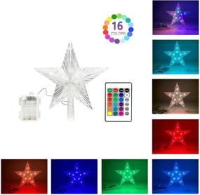 img 3 attached to 🎄 YAGE TALE Christmas Star Tree Topper Lights 8.5inch 10LED Multicolor, Remote Controller, Battery Powered - Ideal Decorative Accessory for Indoor and Outdoor Christmas Tree