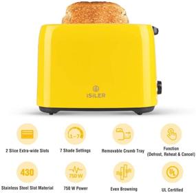 img 3 attached to 🔥 iSiLER 2 Slice Toaster: Wide Slot, 7 Shade Settings, Double Side Baking, Removable Crumb Tray, UL Certified