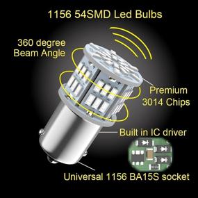 img 1 attached to Лампа Melphan-Auto 1156 красная, 1141 1003 BA15S с светодиодами, 12V-24V 54-SMD 3014 чипсов: идеально для световых приборов внутри автомобиля, рекреационного транспорта, прицепа или багажника!