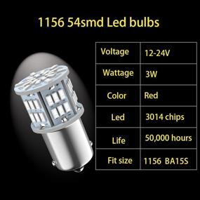 img 2 attached to Лампа Melphan-Auto 1156 красная, 1141 1003 BA15S с светодиодами, 12V-24V 54-SMD 3014 чипсов: идеально для световых приборов внутри автомобиля, рекреационного транспорта, прицепа или багажника!