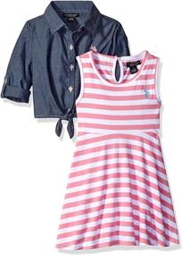 img 2 attached to U S Polo Assn Chambray Shirt Jack: Stylish Girls' Clothing at Its Finest