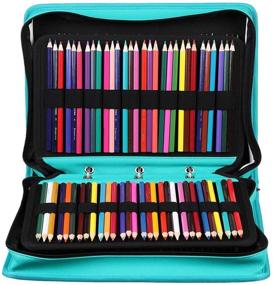 img 3 attached to 🖍️ 210-Slot PU Leather Pencil Case - Large Capacity Pen Bag for Prismacolor, Watercolor Pencils, Colored Pencils, Gel Pens - Green2